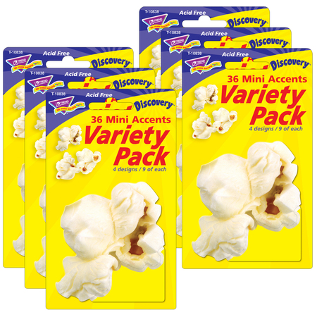TREND ENTERPRISES Popcorn Mini Accents Variety Pack, 36 Per Pack, PK6 T10838